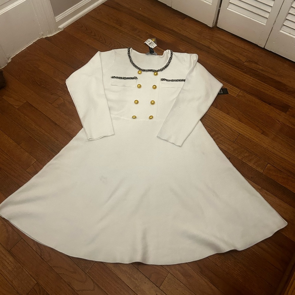 Elegant White Dress with Gold Accents